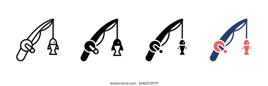 Fishing Rod icon sheet multiple style collection