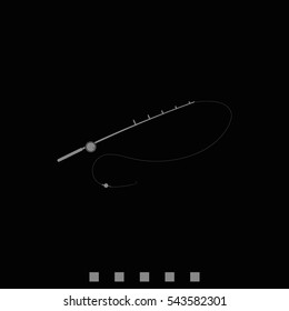Fishing rod icon. Spinning illustration.