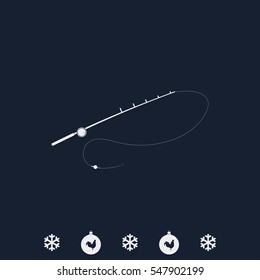 Fishing rod icon. Spinning illustration.