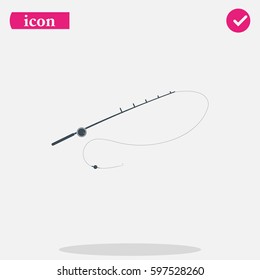 Fishing rod icon. Spinning illustration.