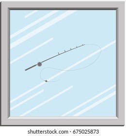 Fishing rod icon. Spinning illustration.