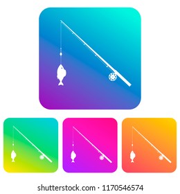 Fishing rod icon in a square with a gradient. Logo