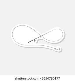 Fishing rod icon sticker isolated on gray background