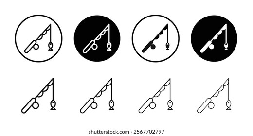 fishing rod icon Symbol mark in filled style