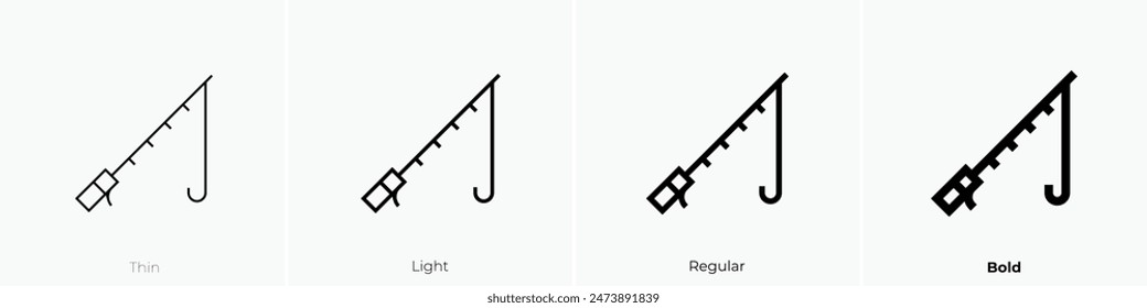 fishing rod icon. Thin, Light Regular And Bold style design isolated on white background