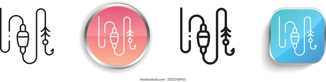 fishing rod icon. Thin Linear, Regular and Button Style Design Isolated On White Background