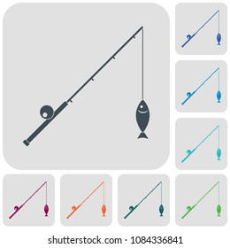 Fishing rod icon. Vector illustration