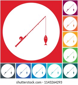 Fishing rod icon. Vector illustration