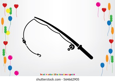 Fishing Rod icon vector illustration eps10