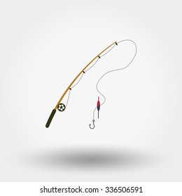 Fishing rod. Icon for web and mobile application. Vector illustration on a white background. Flat design style.