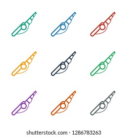 fishing rod icon white background. Editable outline fishing rod icon from entertainment. Trendy fishing rod icon for web and mobile.