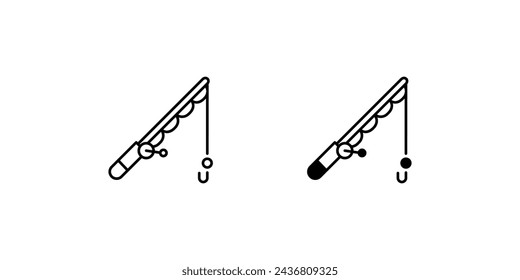 Icono de caña de pescar con fondo blanco vector ilustración de stock