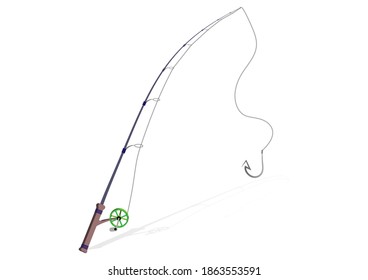 Fishing rod isolated on white background.