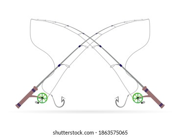 Fishing rod isolated on white background.