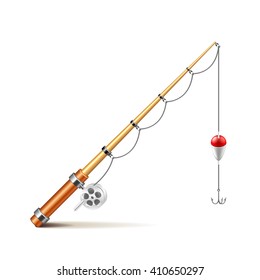 Fishing rod isolated on white photo-realistic vector illustration