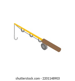 Fishing rod isometric icon. vector illustration