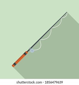 Fishing rod leisure icon. Flat illustration of fishing rod leisure vector icon for web design