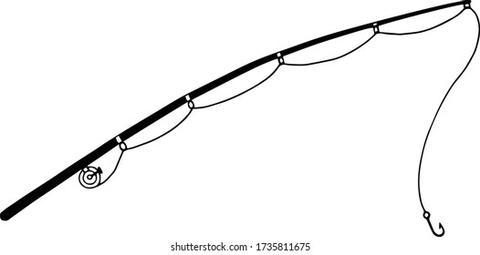 Fishing Rod Line Drawing - Vector Illustration