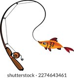 fishing rod line fisherman sea lake hunting orange fish