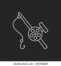 Fishing rod line icon