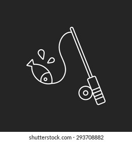 Fishing rod line icon