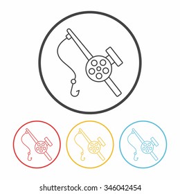 Fishing rod line icon