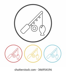 Fishing rod line icon