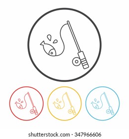 Fishing rod line icon
