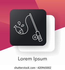 Fishing rod line icon