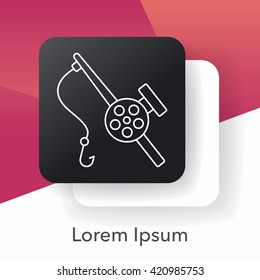 Fishing rod line icon