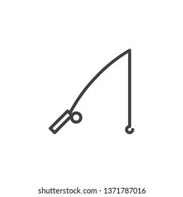 Fishing rod line icon. linear style sign for mobile concept and web design. Fishing and hunting equipment outline vector icon. Recreation, outdoor symbol, logo illustration. Pixel perfect vector 