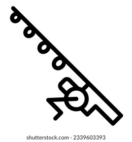 Fishing rod line icon. Spinning illustration isolated on white. Tackle outline style design, designed for web and app. Eps 10