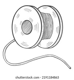 fishing rod line isolated doodle hand drawn sketch with outline style
