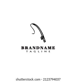 fishing rod logo cartoon design template icon black modern isolated vector illustration