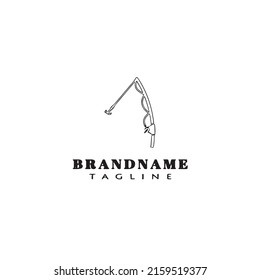 fishing rod logo cartoon design template icon black modern isolated vector illustration