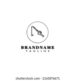 fishing rod logo cartoon design template icon black modern vector illustration