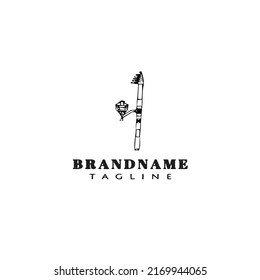 fishing rod logo cartoon design template icon black modern isolated vector illustration