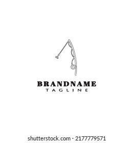 fishing rod logo cartoon design template icon black modern isolated illustration