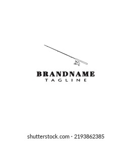fishing rod logo cartoon design template icon black modern isolated vector