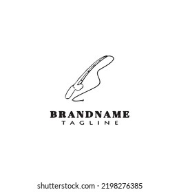 fishing rod logo cartoon design template icon black modern isolated vector illustration
