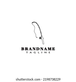 fishing rod logo cartoon design template icon black modern isolated vector