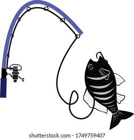 Fishing rod logo design vector stock