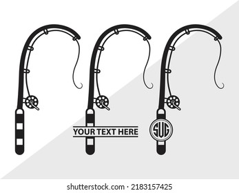 Fishing Rod Monogram SVG Printable Vector Illustration