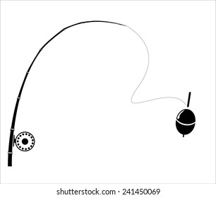 Fishing rod on the white backdrop. Vector illustration.
