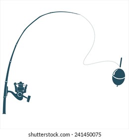 Fishing rod on the white backdrop. Vector illustration.