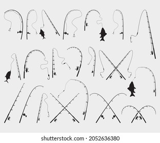 fishing rod Printable Vector Illustration .fishing rod silhouettes vector.