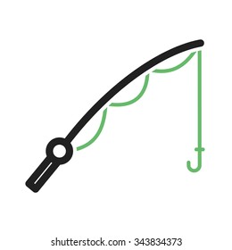 Fishing, rod, reel icon vector image. Can also be used for camping. Suitable for web apps, mobile apps and print media.