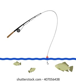 Fishing With A Fishing Rod In The Sea