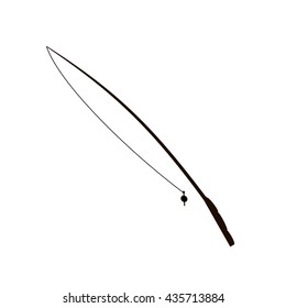 Fishing rod silhouette isolated on white background. Rod icon
