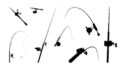 Fishing Rod Silhouette. 
Types Of Fishing Rods: Spin, Casting, Fly, Surf, Boat, Trolling, Ice.